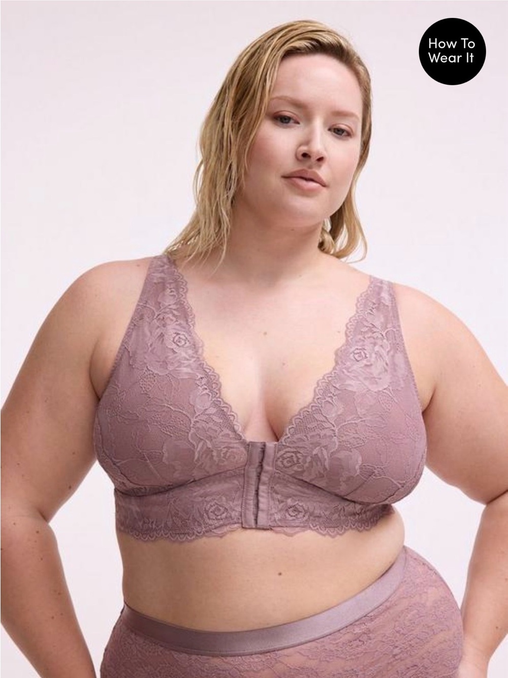torrid Lace Front-Close Bralette in Mauve